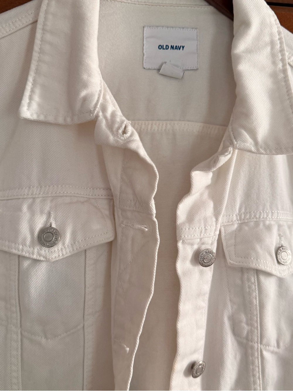 Old Navy White Women's Denim Jacket - Button Front - Picture 4 of 5